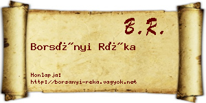 Borsányi Réka névjegykártya